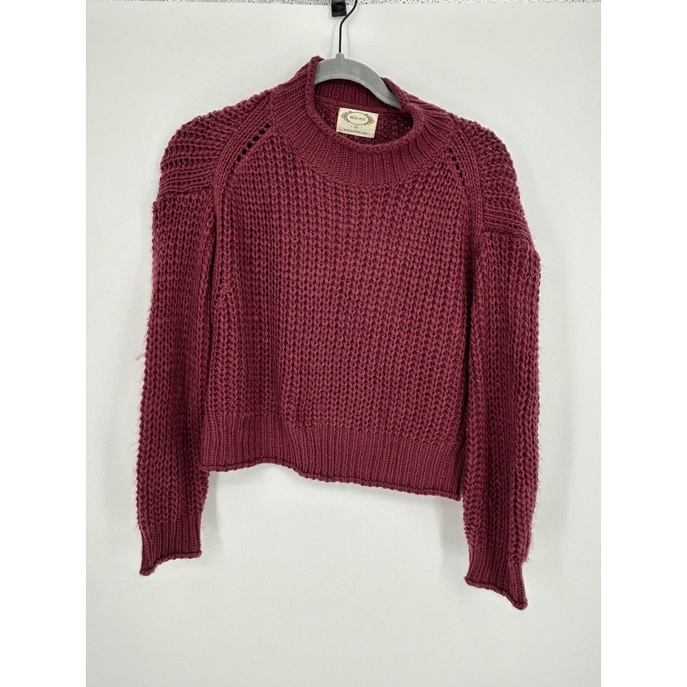Mia Joy Womens 14 Burgundy Chunky Knit Roll Neck Sweater Boho Indie Cozy Cottage